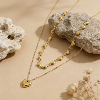 Chic Y2K Love Hearts and Heart Pendant Layered Necklace