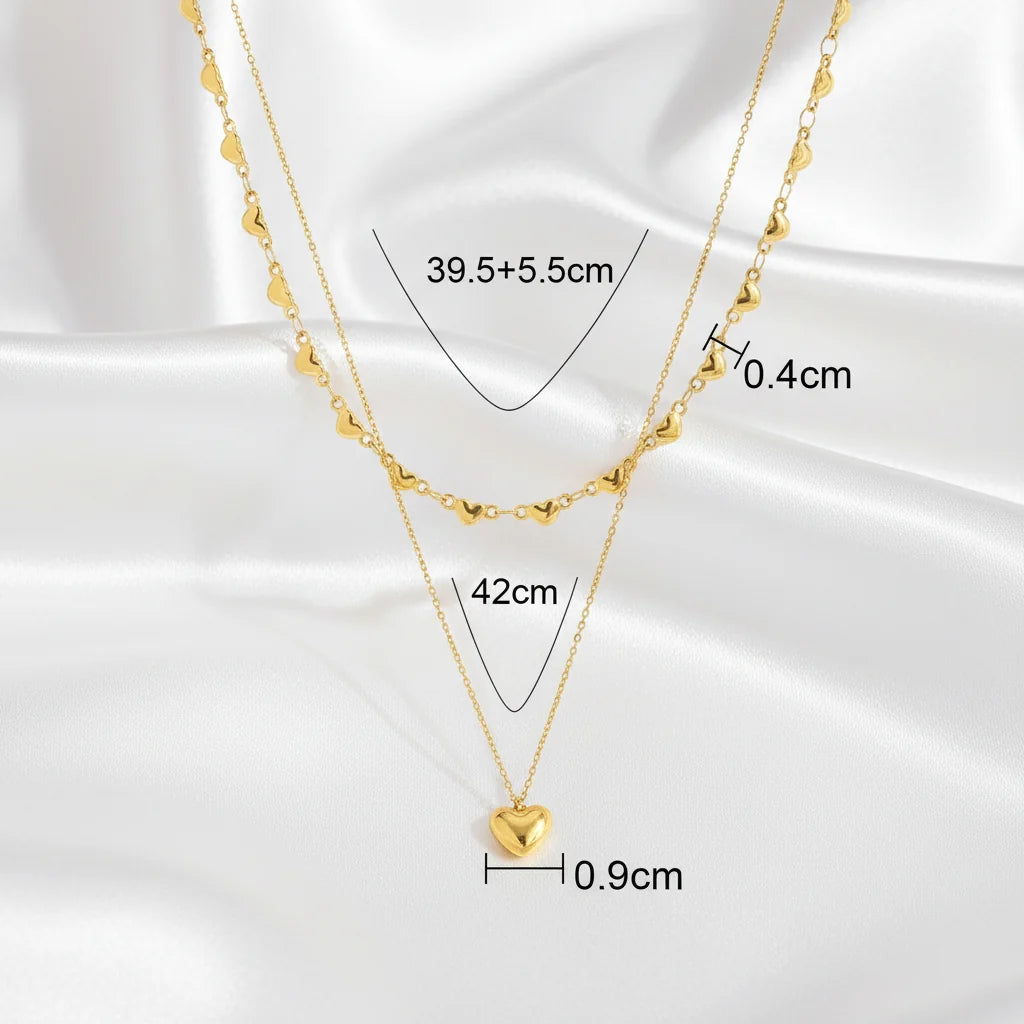 Chic Y2K Love Hearts and Heart Pendant Layered Necklace