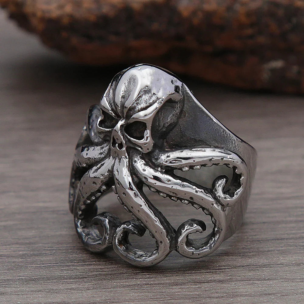 Chunky Y2K Pirate Skull Octopus Ring