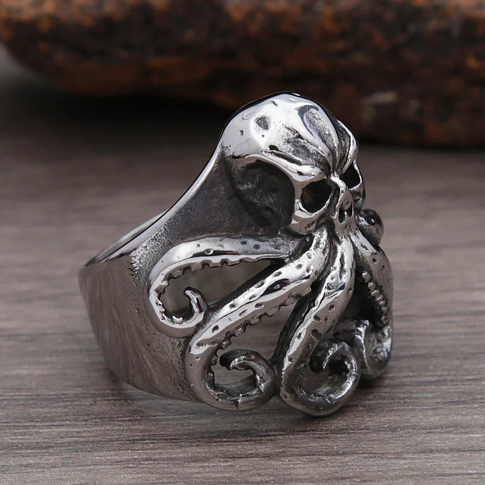 Chunky Y2K Pirate Skull Octopus Ring