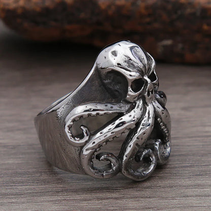 Chunky Y2K Pirate Skull Octopus Ring