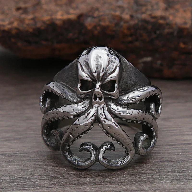 Chunky Y2K Pirate Skull Octopus Ring