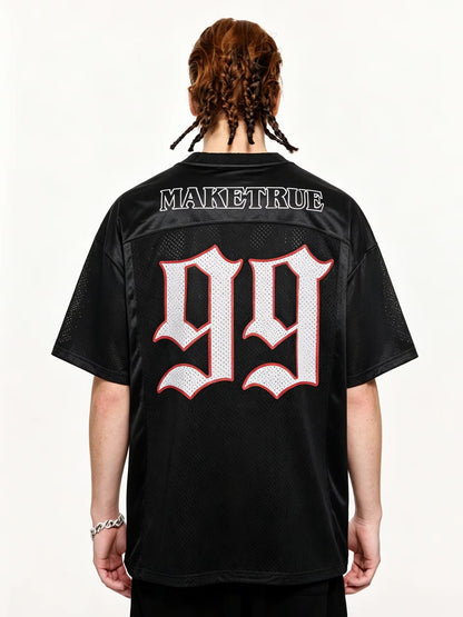 Classic Football "Growing" Y2K Mesh V Neck Jersey