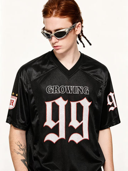 Classic Football "Growing" Y2K Mesh V Neck Jersey