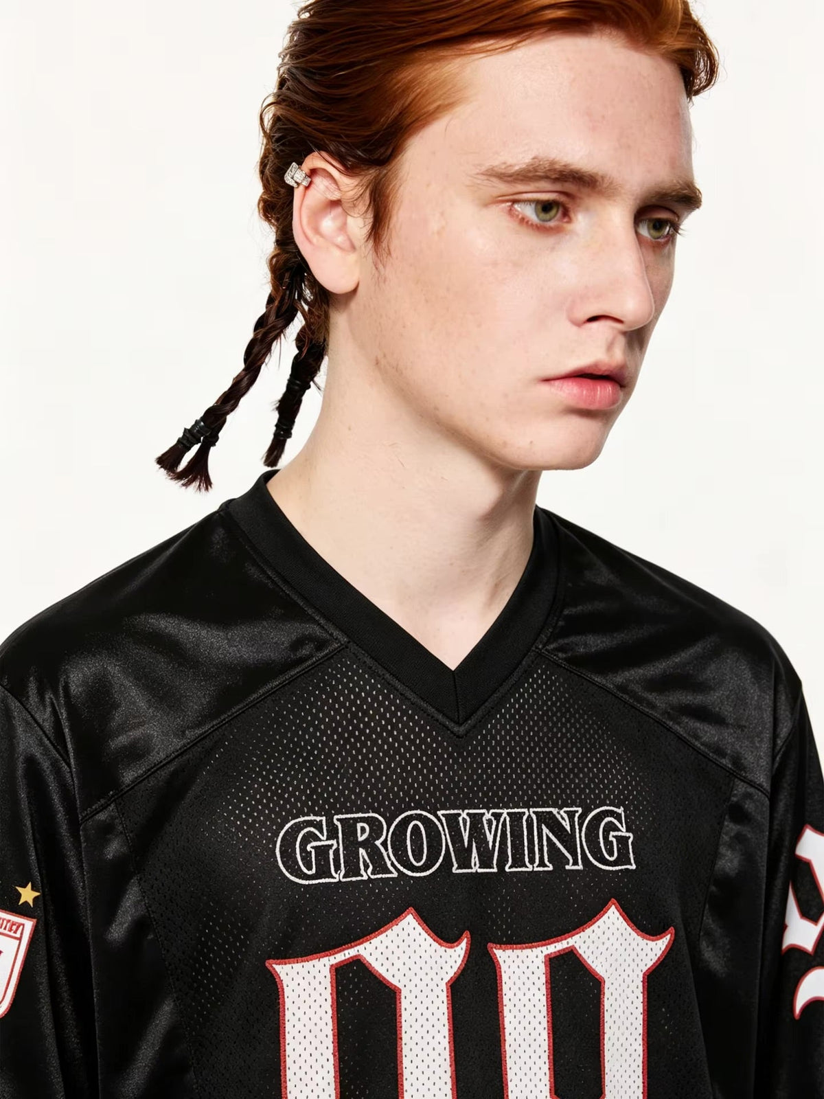 Classic Football "Growing" Y2K Mesh V Neck Jersey