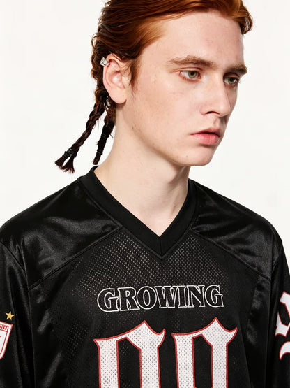 Classic Football "Growing" Y2K Mesh V Neck Jersey