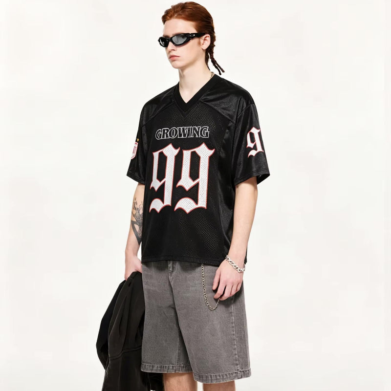 Classic Football "Growing" Y2K Mesh V Neck Jersey