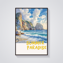 Coastal Cliffs Watercolor Poster