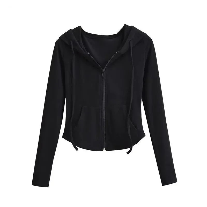 Cropped Zip Up Y2K Slim Fit Hoodie