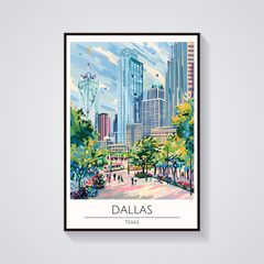 Dallas Cityscape Art Deco Poster