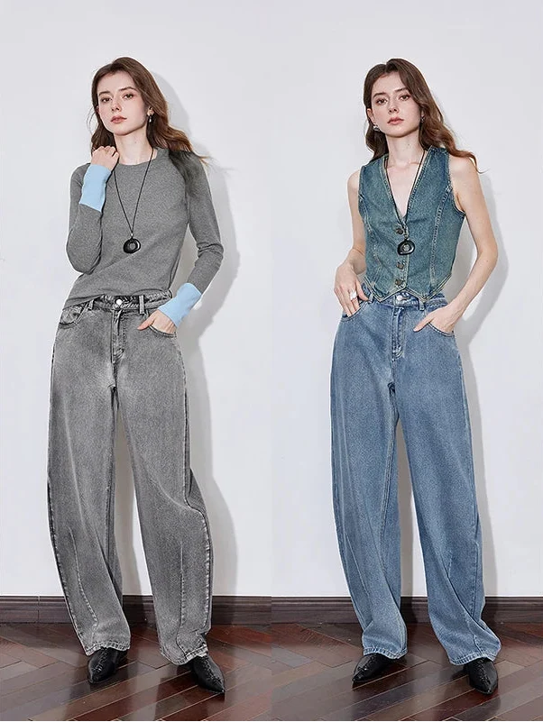 Denim Y2K Mid Waist Boyfriend Fit Jeans