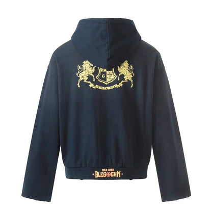 Distressed Y2K Graphic Print Ripped Zip Up Hoodie