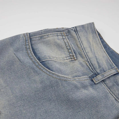 Distressed Y2K Rhinestone Studded Denim Shorts Jorts