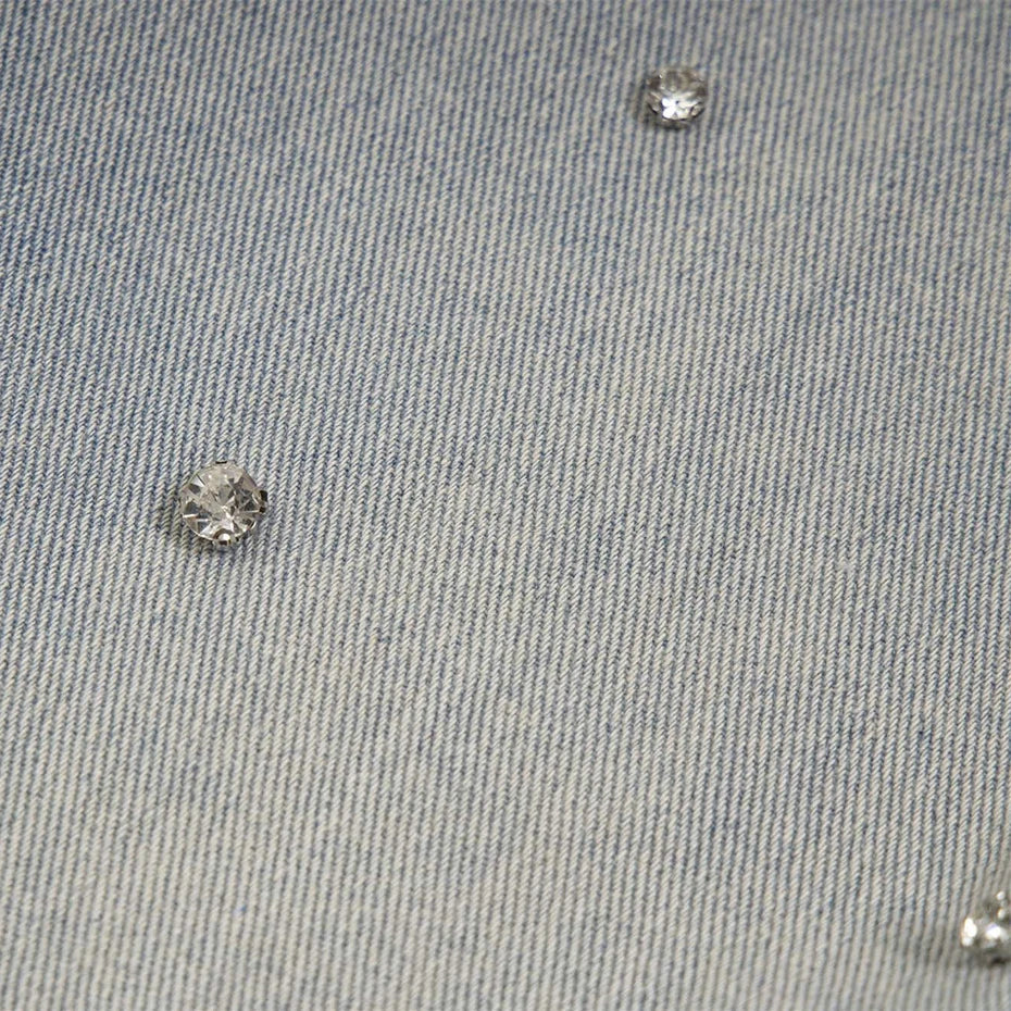 Distressed Y2K Rhinestone Studded Denim Shorts Jorts