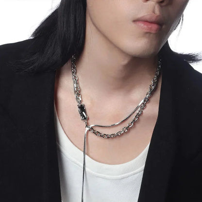 Double Layered Y2K Square Tassel Necklace