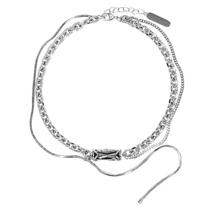 Double Layered Y2K Square Tassel Necklace