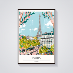 Eiffel Tower Paris Art Deco Poster