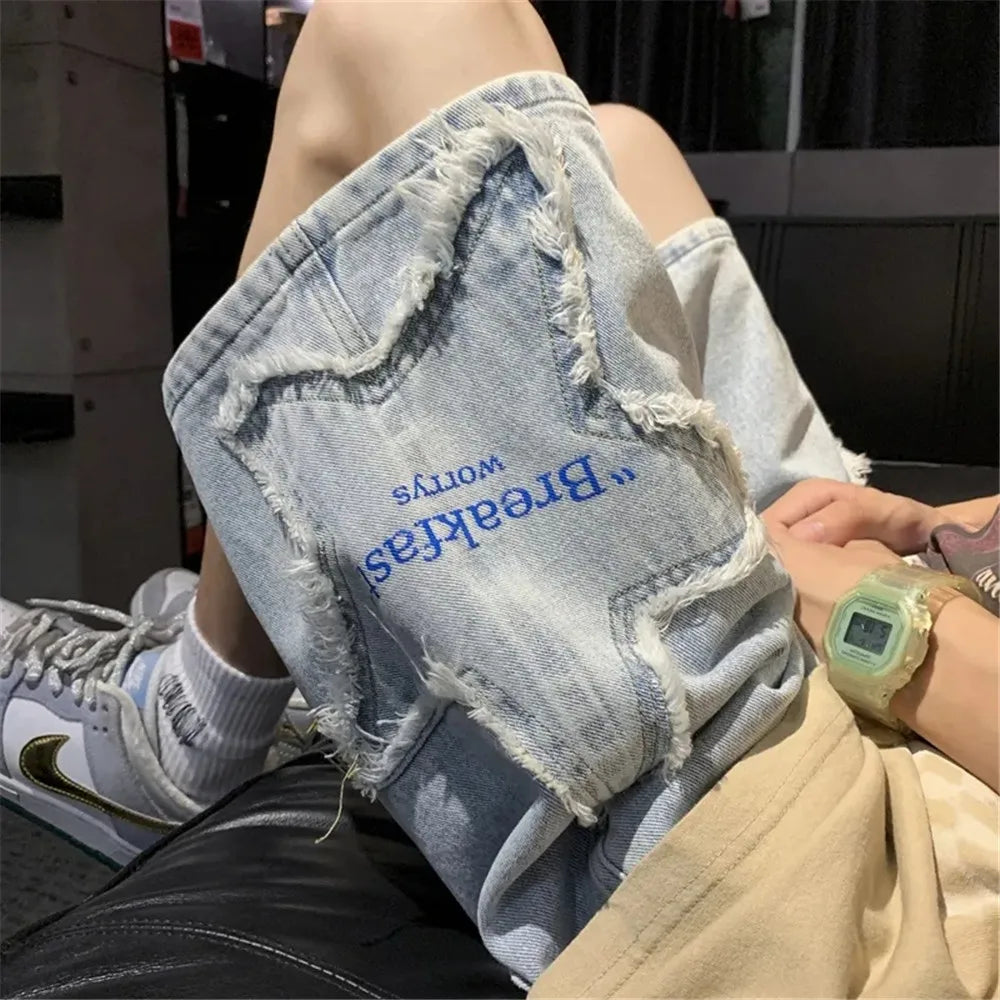 Embroidered Y2K High Waist Star Shorts Jorts