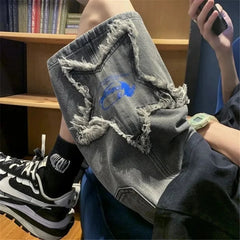 Embroidered Y2K High Waist Star Shorts Jorts