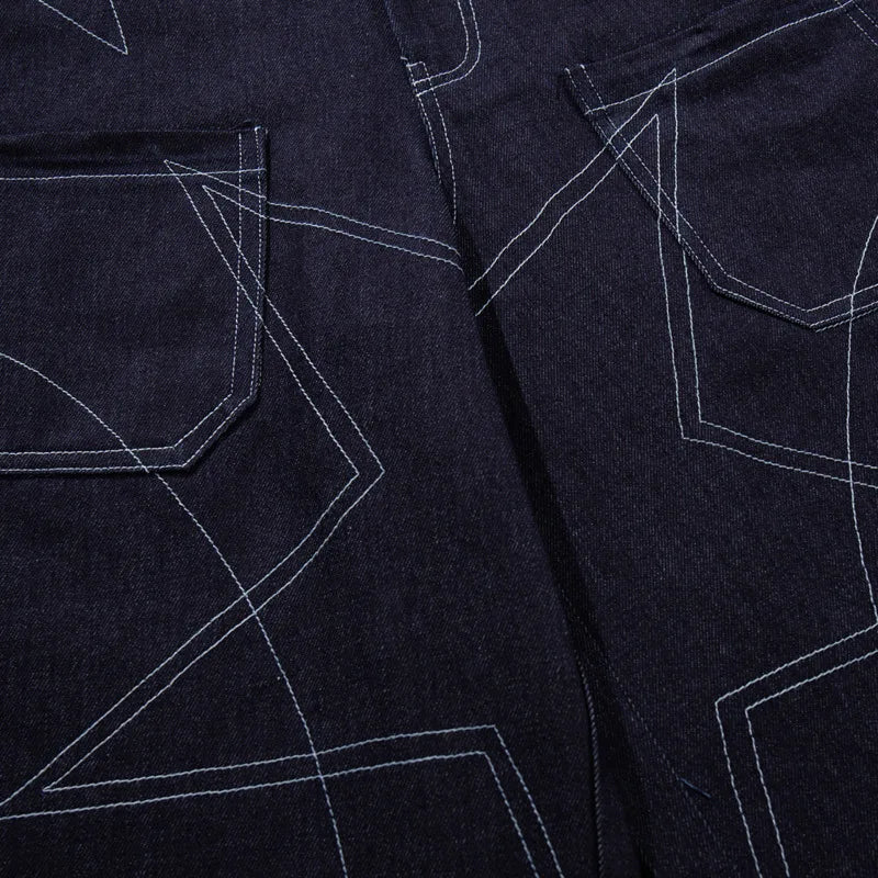 Geometric Stitching Y2K Denim Shorts Jorts