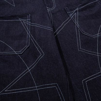 Geometric Stitching Y2K Denim Shorts Jorts