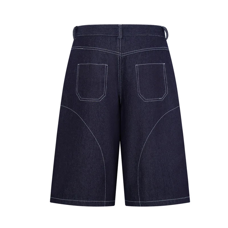 Geometric Stitching Y2K Denim Shorts Jorts