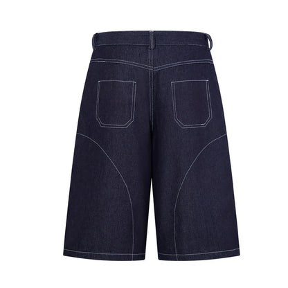 Geometric Stitching Y2K Denim Shorts Jorts