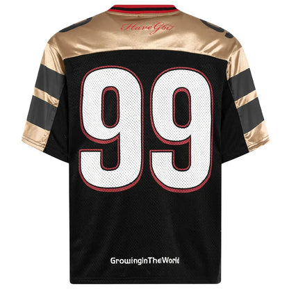 Gold Accent "Growing the World" Y2K Football Jersey
