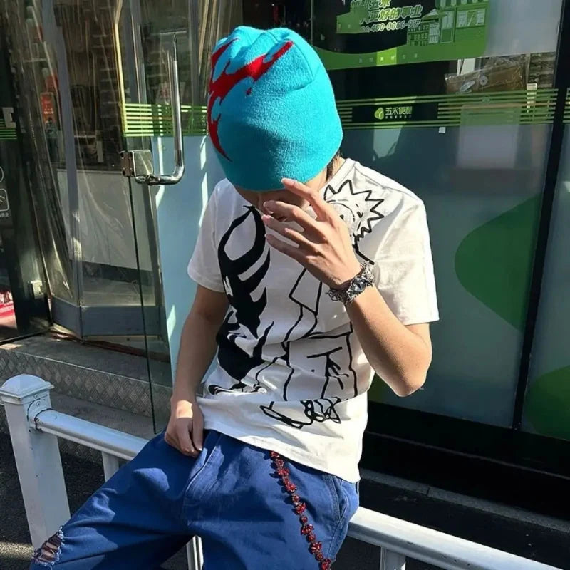 Gothic Y2K Shuriken Graphic Beanie
