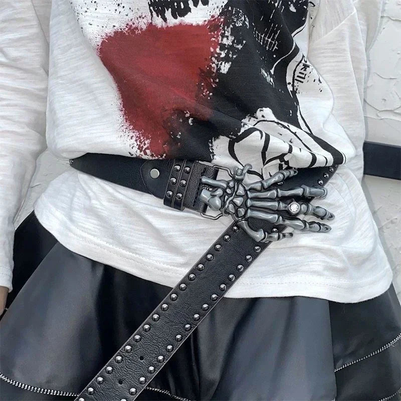 Gothic Y2K Skeleton Buckle Belt