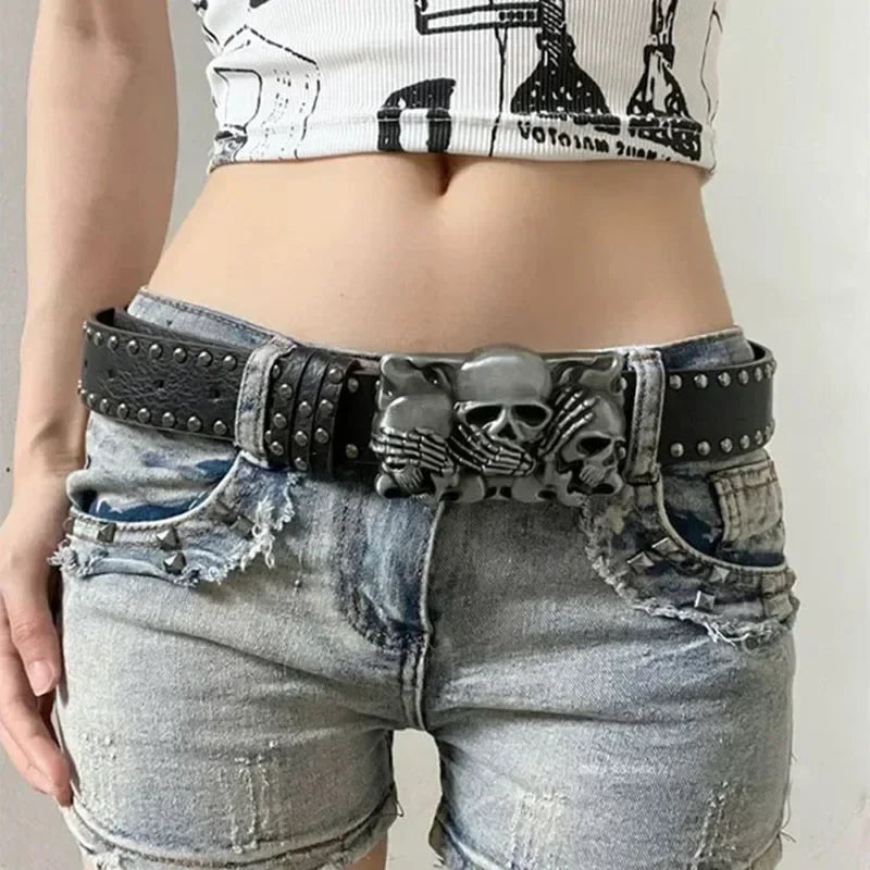 Gothic Y2K Skeleton Buckle Belt