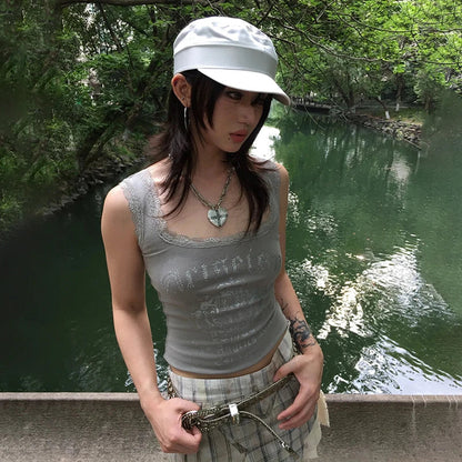 Grunge Y2K Regal Lace Tank Top