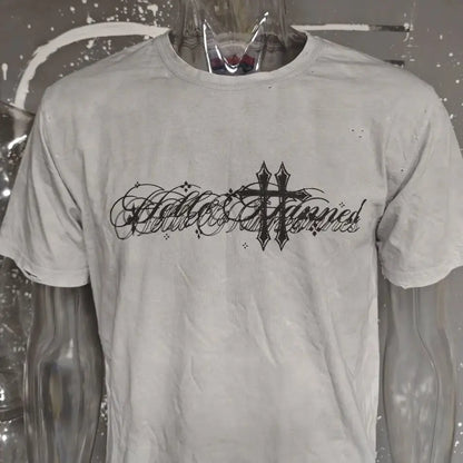 Grunge Y2K Retro Graphic Distressed Washed T Shirt