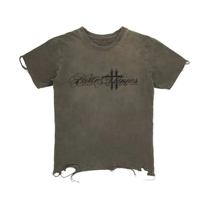 Grunge Y2K Retro Graphic Distressed Washed T Shirt