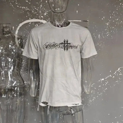 Grunge Y2K Retro Graphic Distressed Washed T Shirt