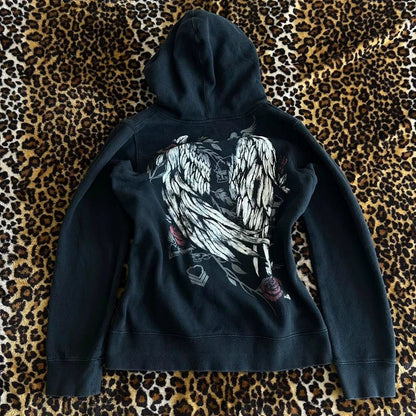 Grunge Y2K Winged Graphic Hoodie