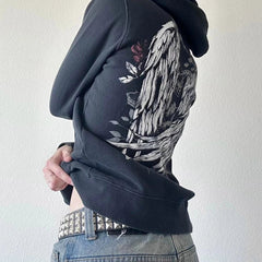 Grunge Y2K Winged Graphic Hoodie
