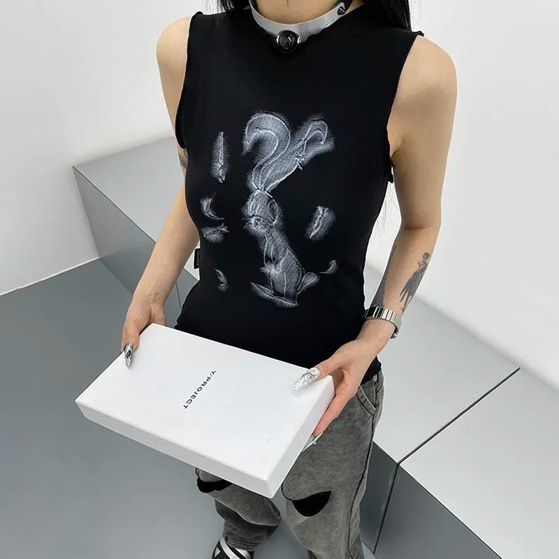Grunge Y2k Bunny Graphic Tank Top