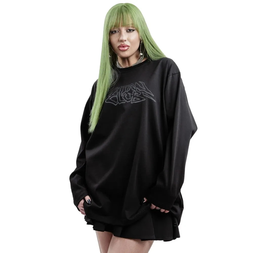 Y2K Satan Club Graphic Print Long Sleeve Top T-Shirt