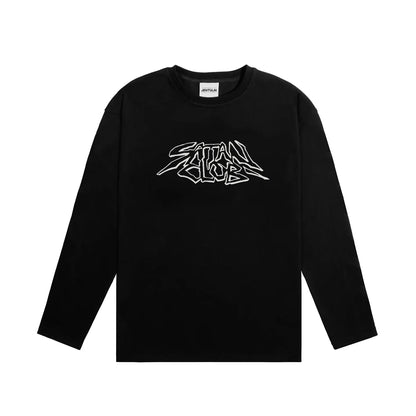 Y2K Satan Club Graphic Print Long Sleeve Top T-Shirt