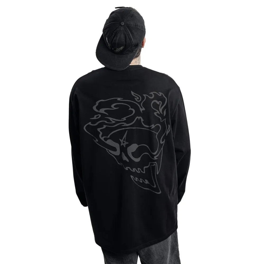 Y2K Satan Club Graphic Print Long Sleeve Top T-Shirt