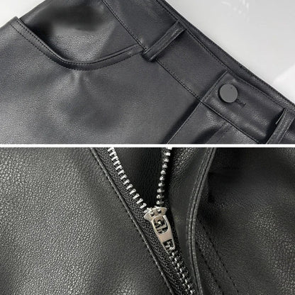 High Waist Y2K Black PU Mini Skirt