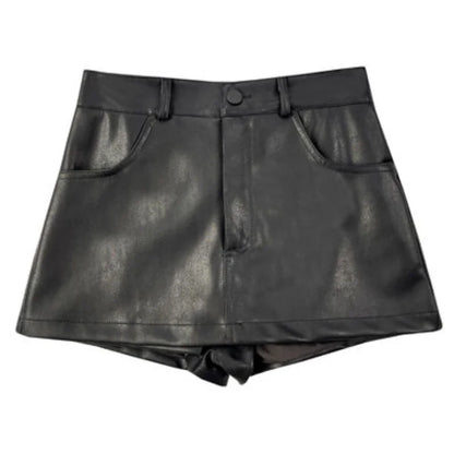 High Waist Y2K Black PU Mini Skirt