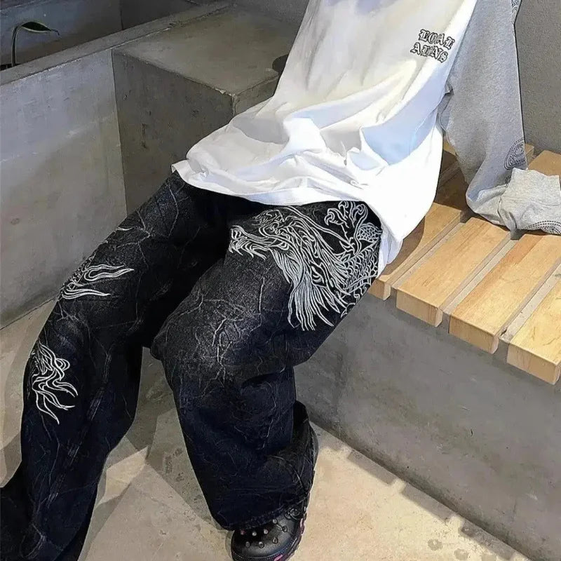 Japanese Embroidered Y2K Jeans