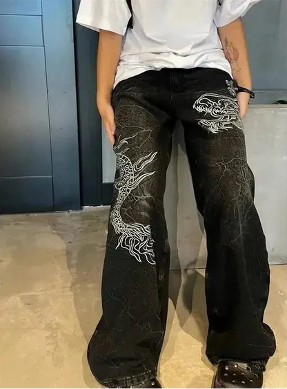Japanese Embroidered Y2K Jeans