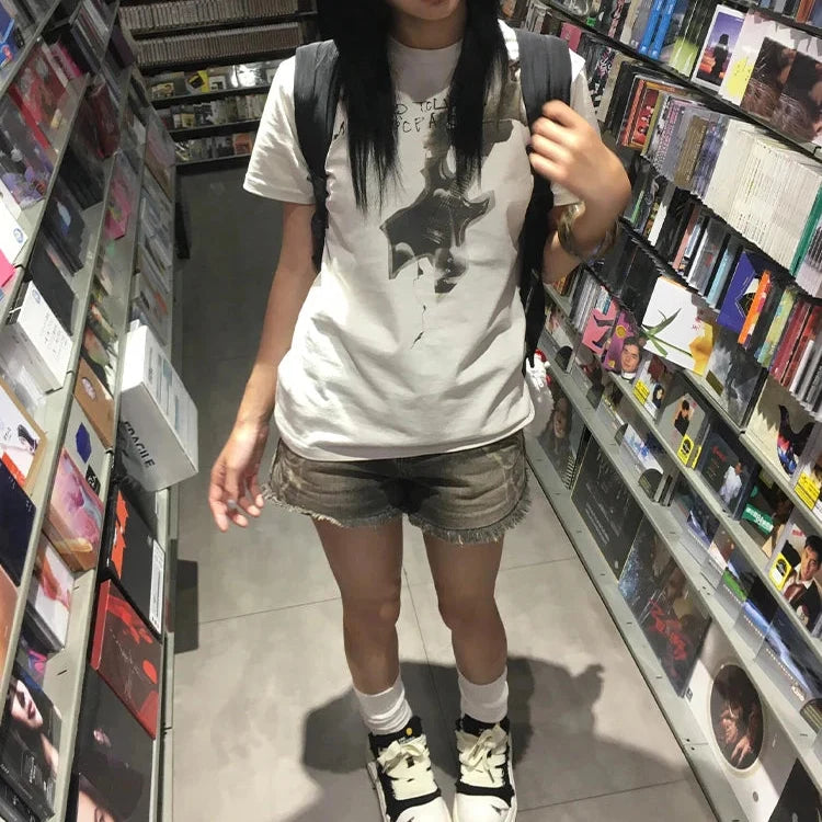 Japanese Grunge Y2K Rockstar Graphic T Shirt