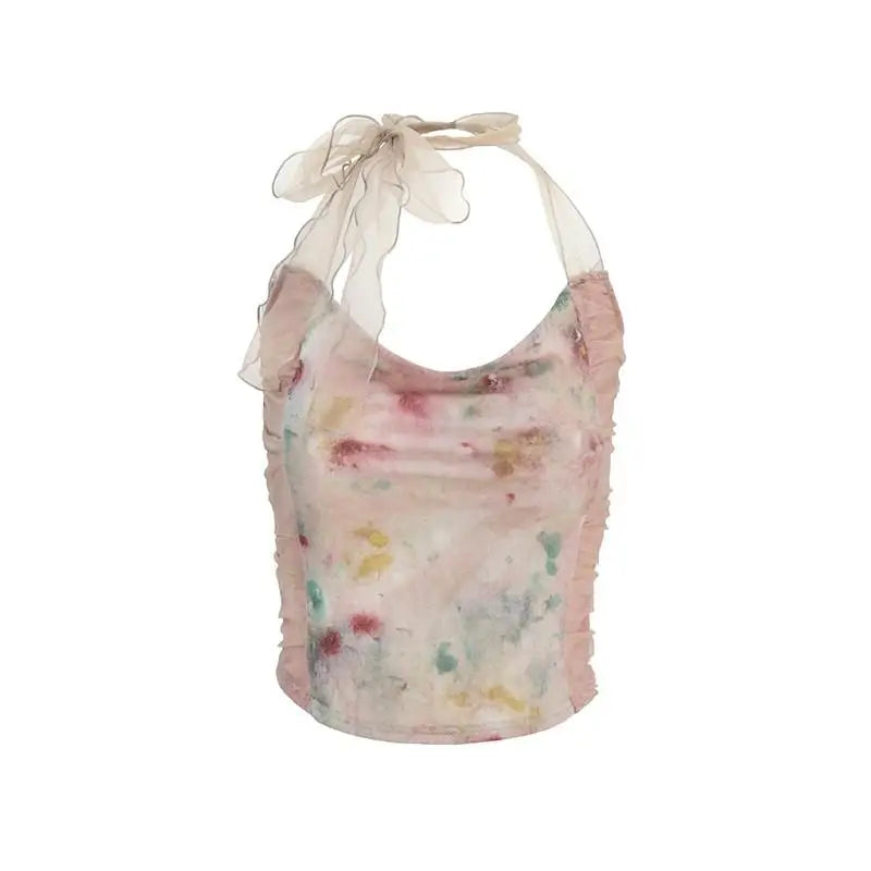 Japanese Y2K Lace Halter Tops