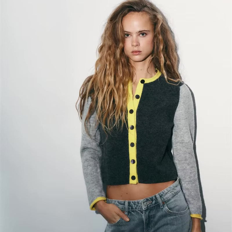 Knitted Y2K Vintage Grey Button Up Cardigan
