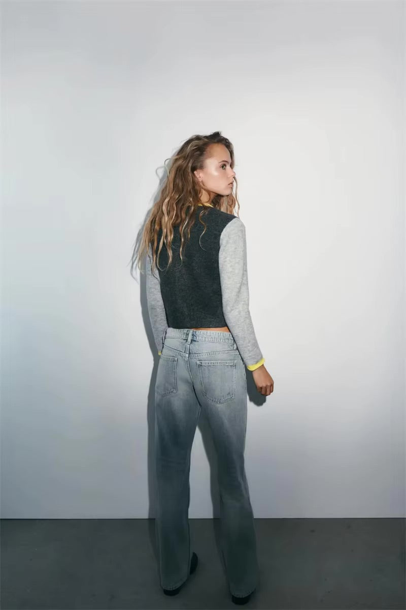 Knitted Y2K Vintage Grey Button Up Cardigan