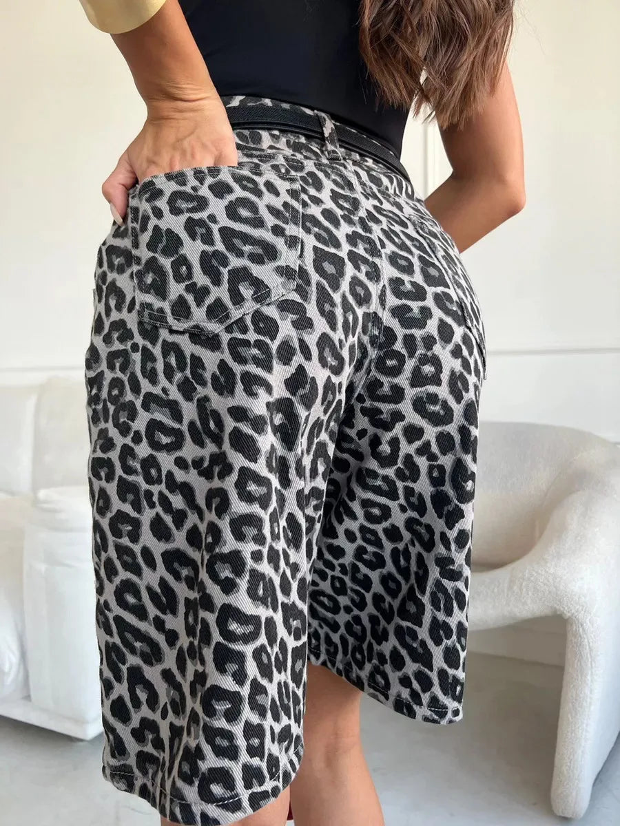 Leopard Print Womens Y2K Jorts